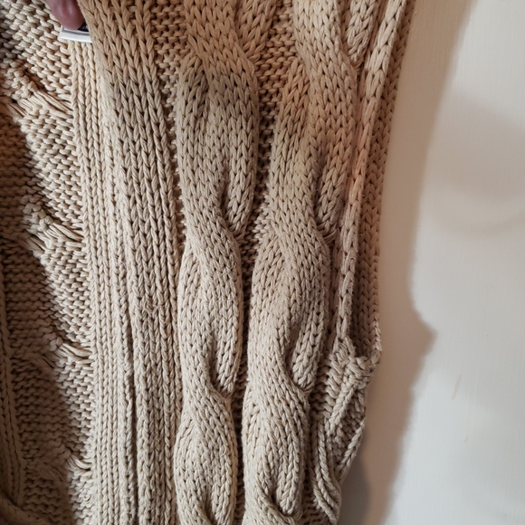 Y2k/ Early 2000s Old Navy Size S Tan Cable Knit Shrug Cardigan Casual Vintage - Picture 3 of 5